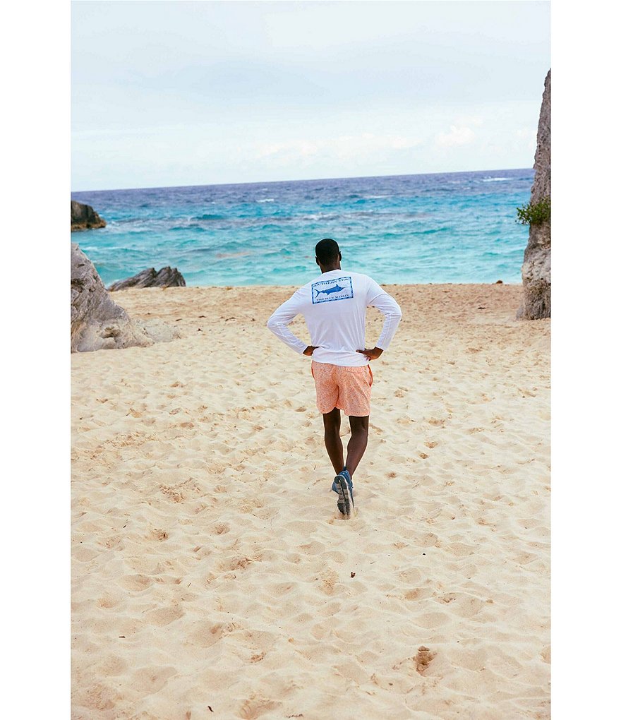 Southern Tide Tonal Palm 6#double; Inseam Packable Swim Trunks