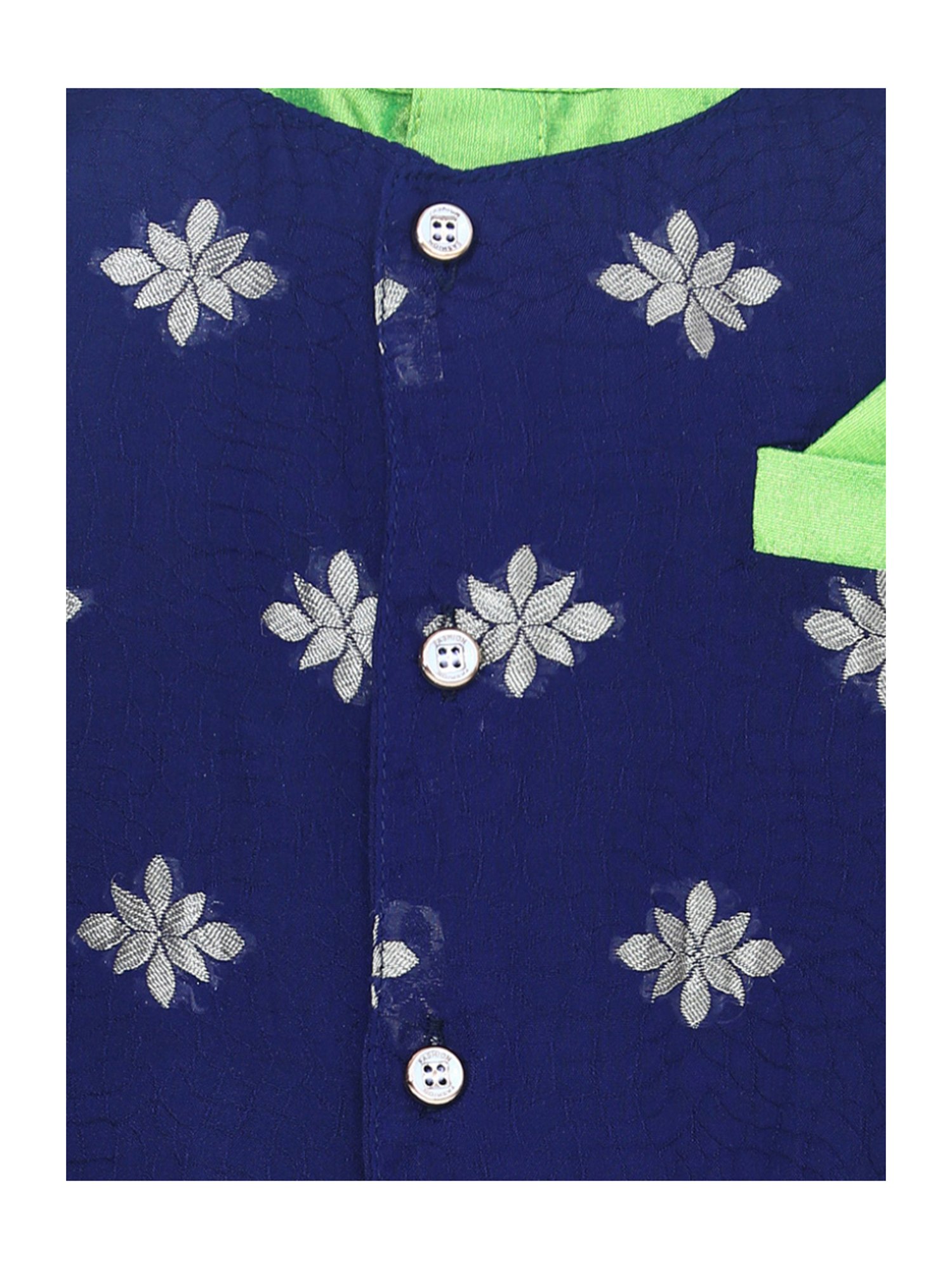BownBee Kids Green Embroidered Kurta & Pajamas