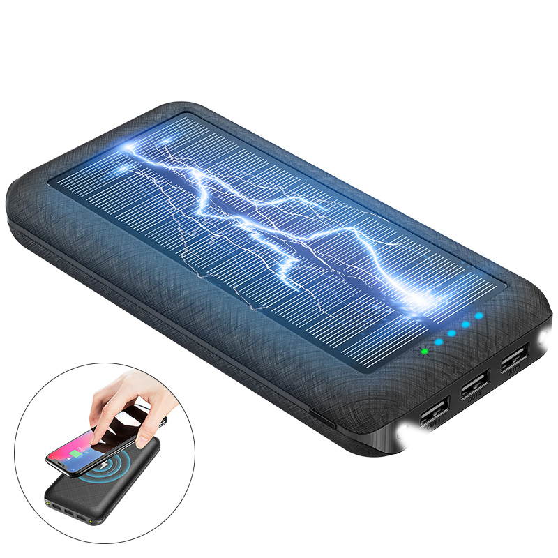 15,000mAh Solar Power Bank Qi Wireless Portable Outdoor Charger 3USB Phone Charger for Xiaomi Samsung Iphone Powerbank