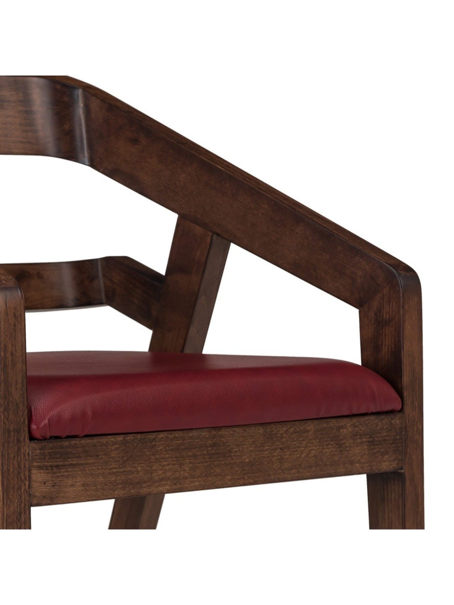 Durian Amelia Burgundy Solid Wood & Premium Leatherette Dining Chair in Red Finish