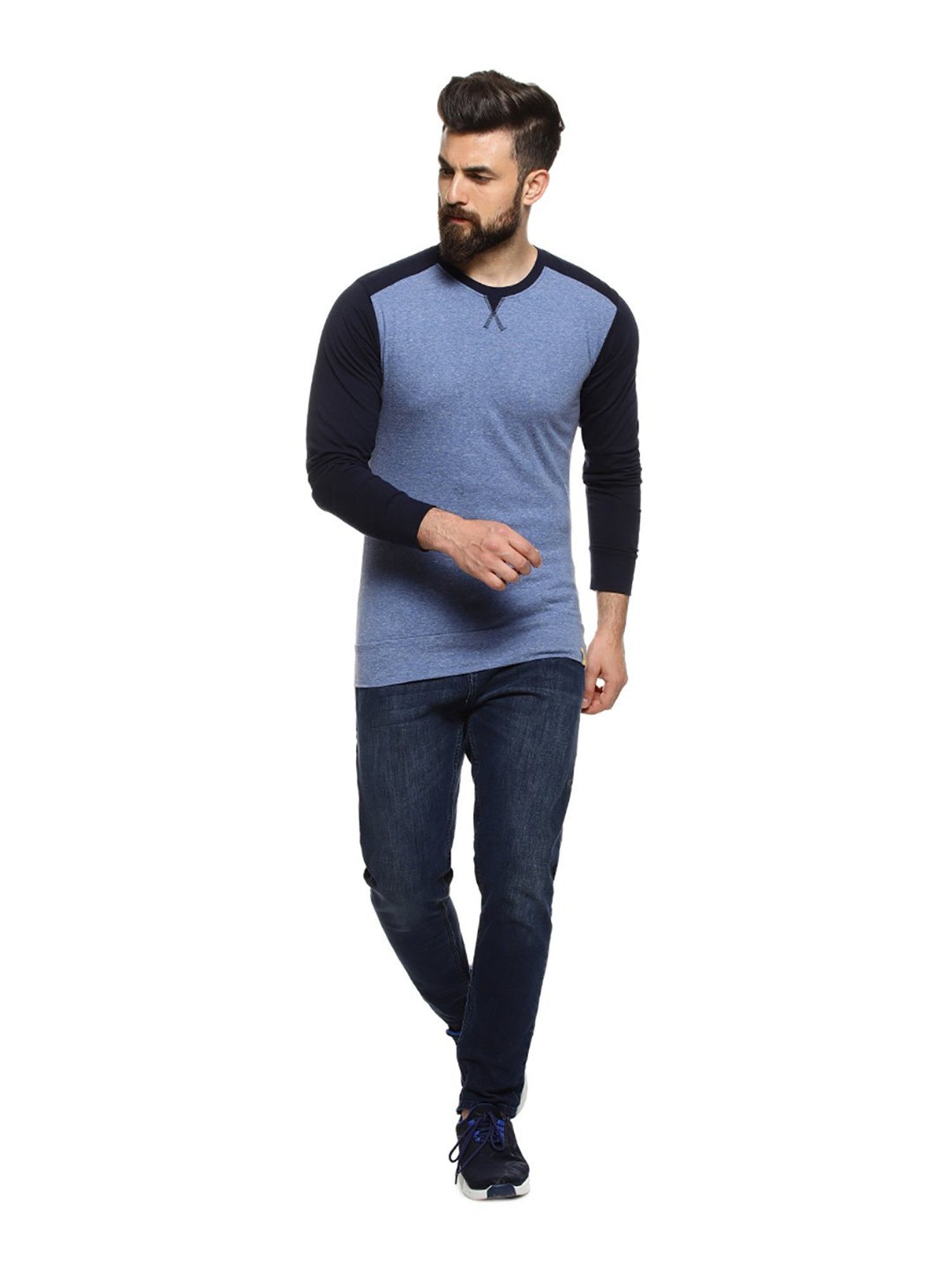 Campus Sutra Blue Crew T-Shirt