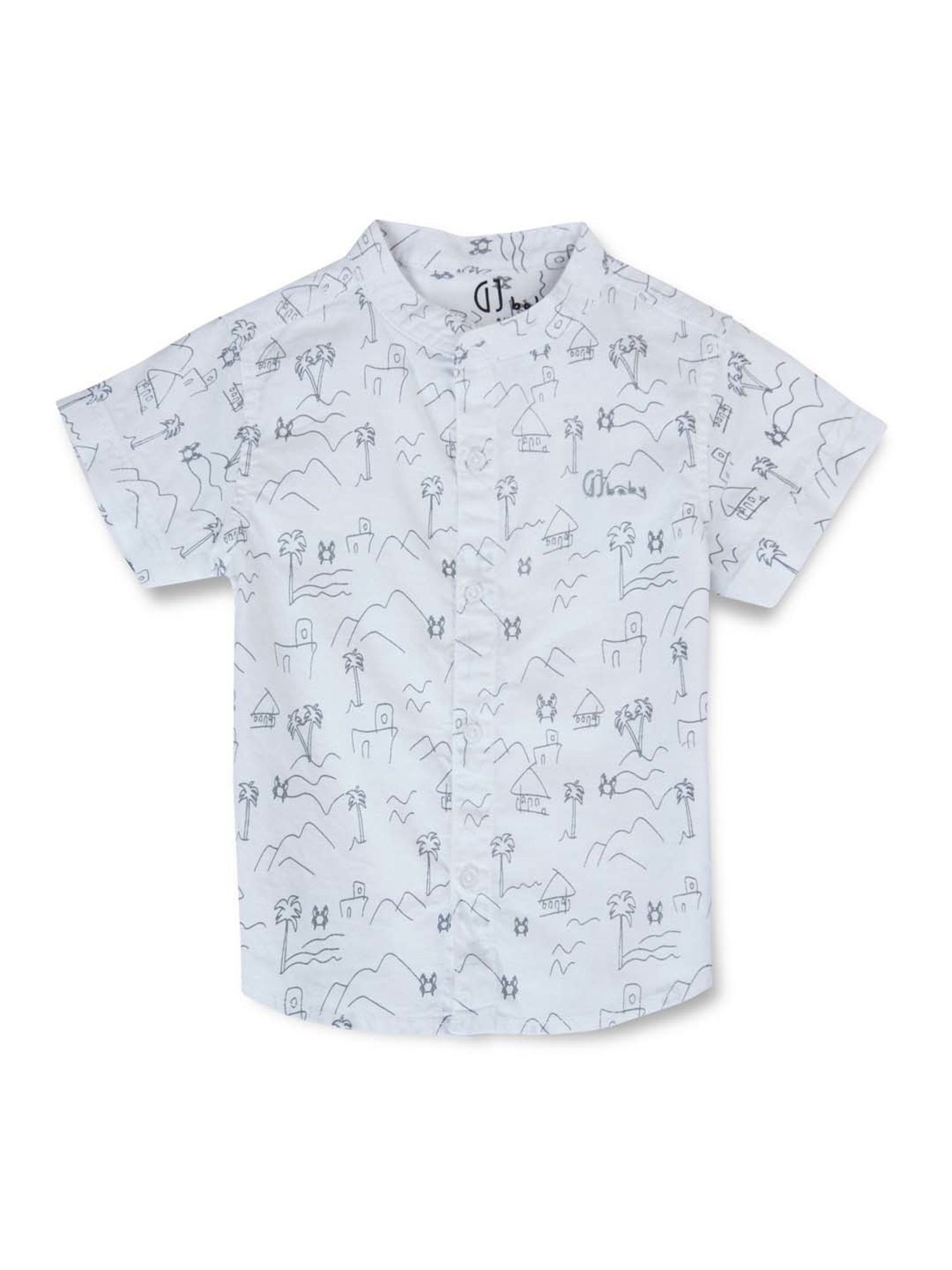 GJ baby Kids White Cotton Printed Shirt