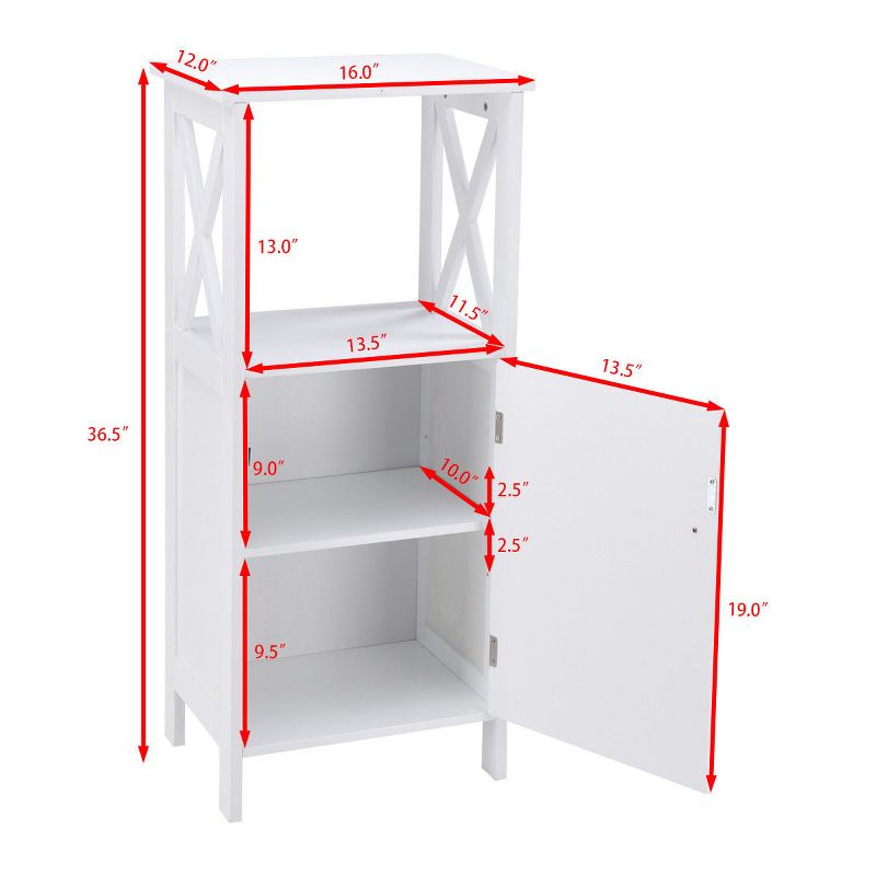 Costway Floor Cabinet Bathroom Organizer Floor Towels Storage Cabinet Single Door