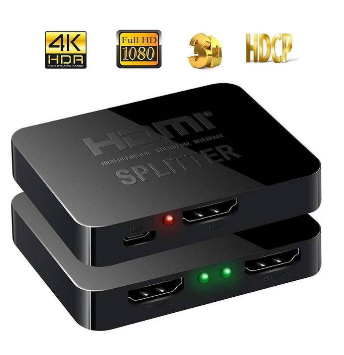 HDMI Splitter 1 in 2 Out,Wanmingtek 1x2 HDMI Splitter -Full HD 4K 3D 1080P Compatible with Switch blu-ray DVD STB Projector PS4 (Black)