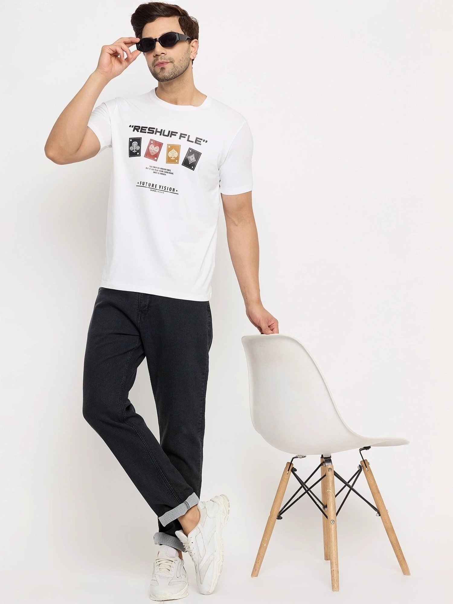 Duke White Slim Fit Printed T-Shirt