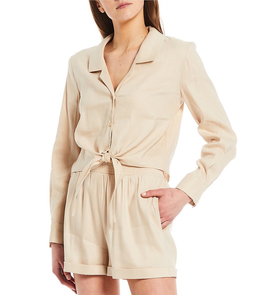 BB Dakota by Steve Madden Up to Here Puff Elbow Sleeve Mock Neck Smocked Top