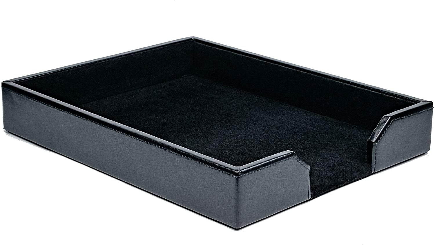 Dacasso Bonded Leather Letter Tray - Black (Pack of 3)