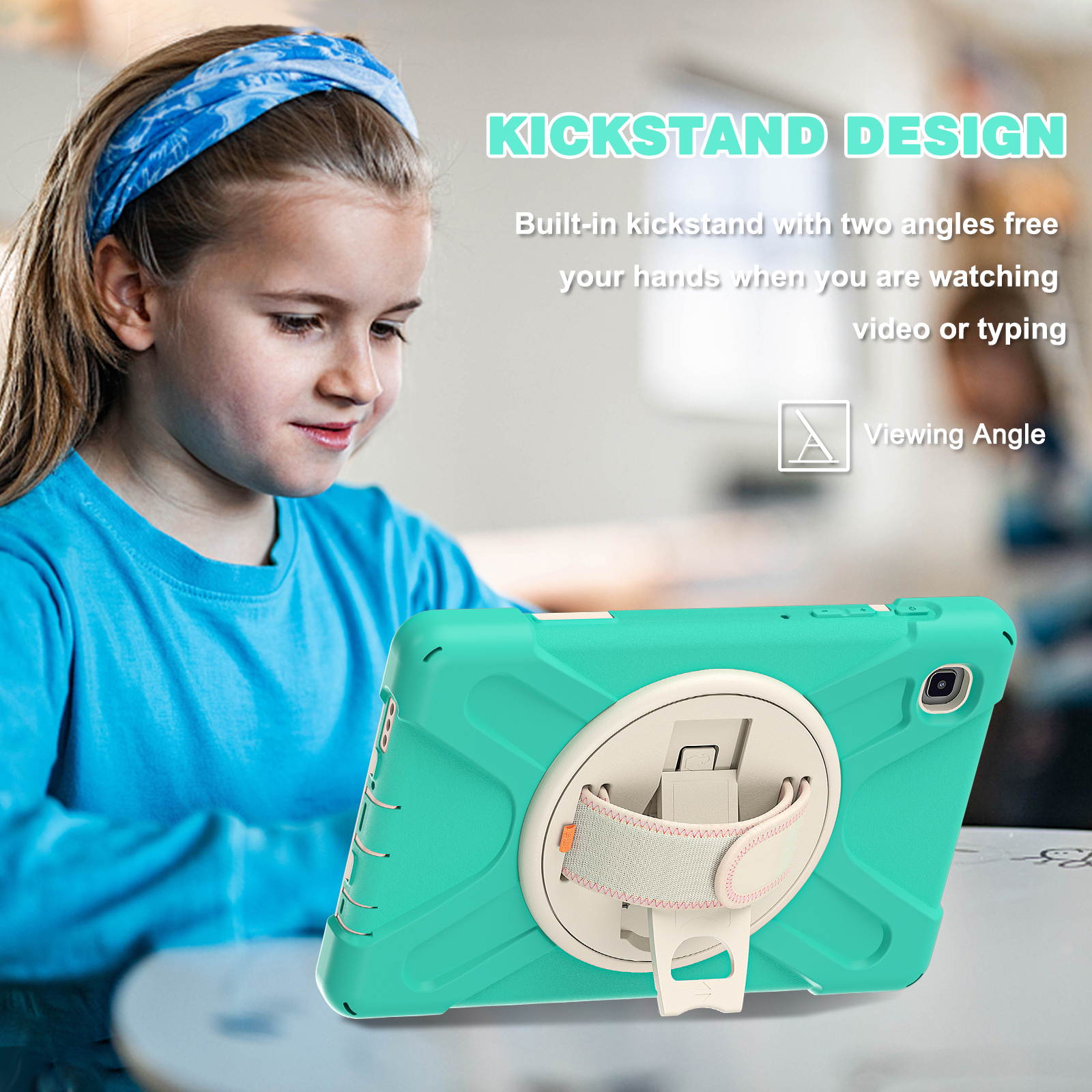 Galaxy Tab A7 Lite Case, Heavy Duty Rugged Shockproof Case with Adjustable Hand Strap, Carrying Shoulder Strap, Rotating Kickstand for Samsung galaxy Tab A7 Lite 8.7 inch 2021 Model SM-T220 SM-T225