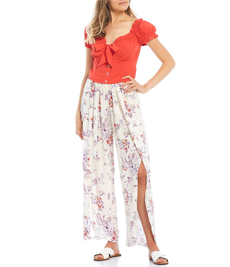 Love & Piece Cap Sleeve Tie-Front Blouse