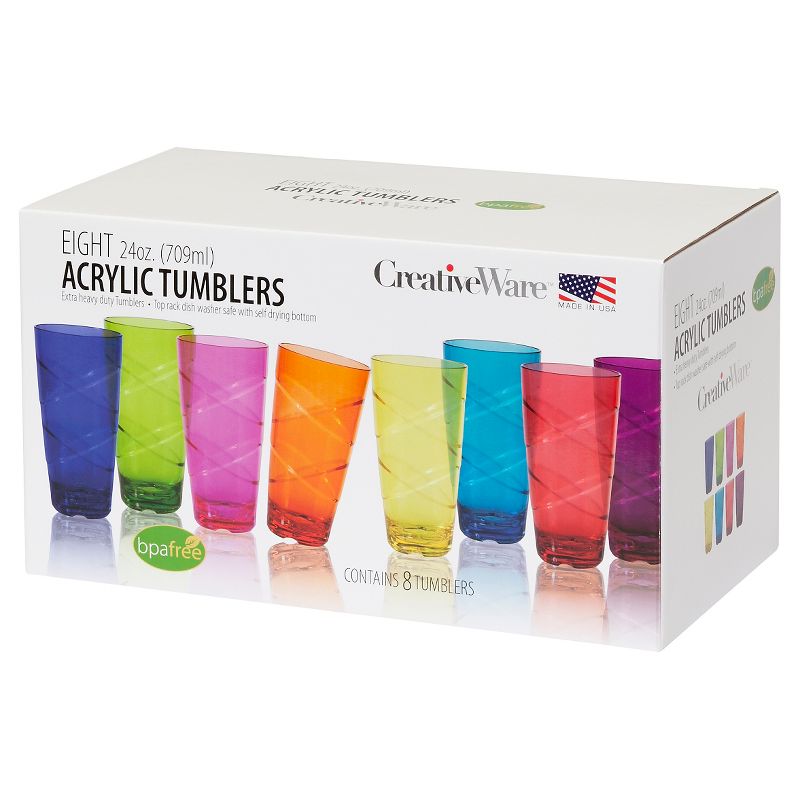 CreativeWare Set of 8 Circus Tumblers 24oz Acrylic
