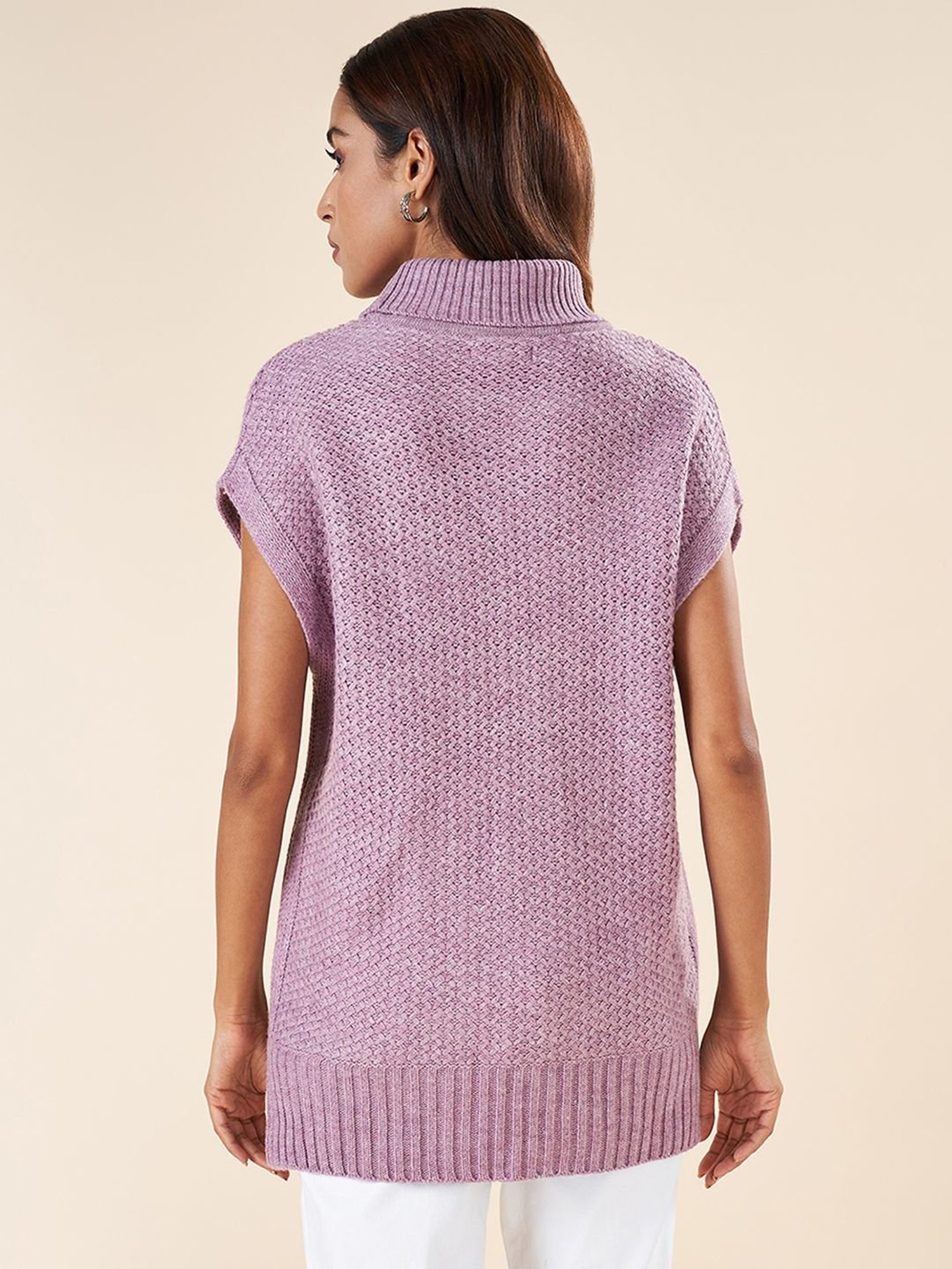 Akkriti by Pantaloons Purple Self Pattern Sweater