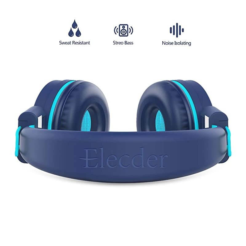 i37 Kids Headphones Children Girls Boys Teens Foldable Adjustable On Ear Headphones 35mm Jack Compatible Cellphones Computer MP34 Kindle School Tablet Teal