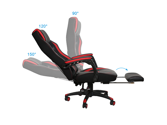 Gaming Chair Office Chair PC Chair with Massage Lumbar Support, Vantage Style PU Leather High Back Adjustable Swivel Task Chair with Footrest,Blue,GC26
