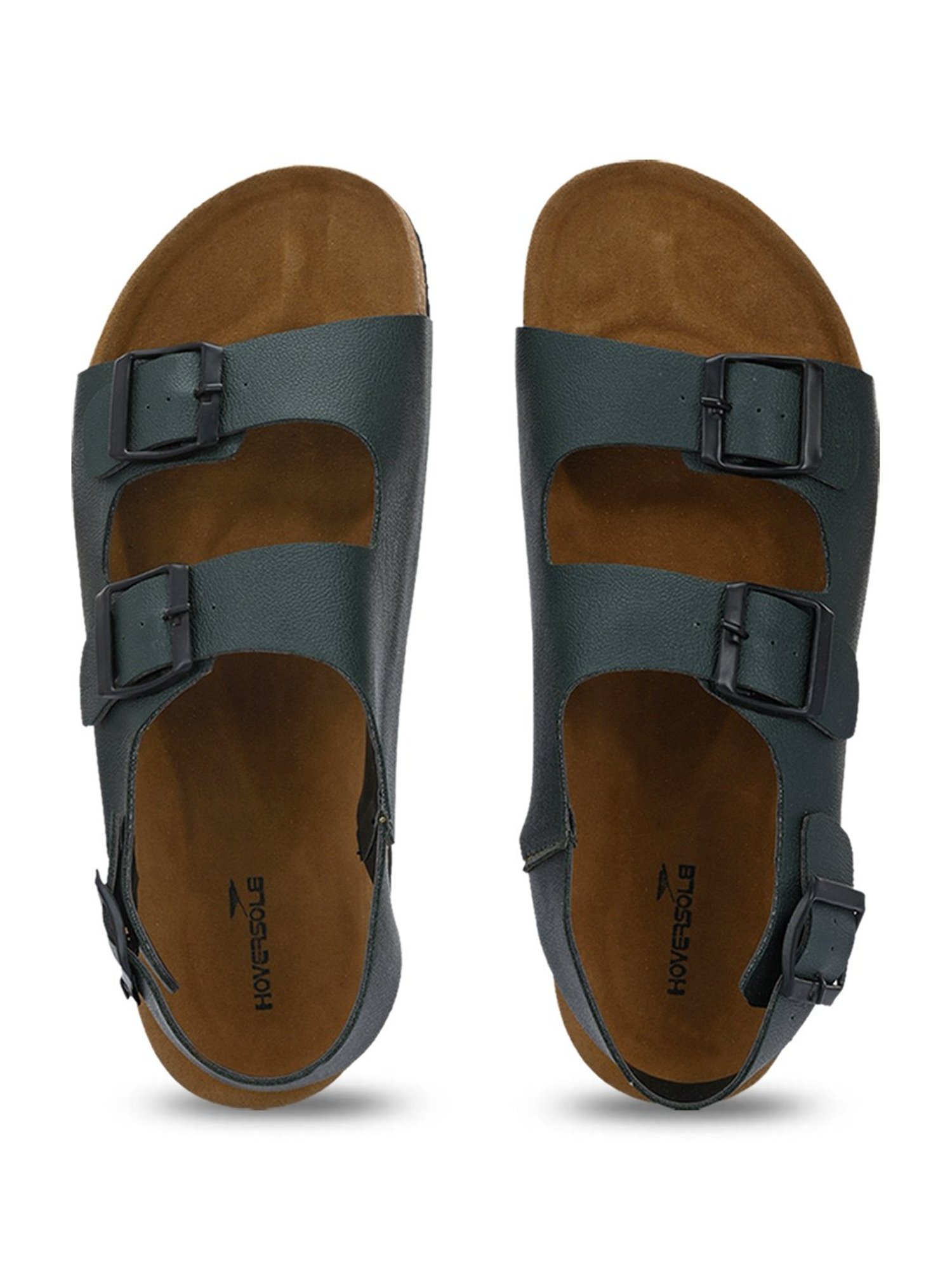 Hoversole Men's Green Cork Back Strap Sandals