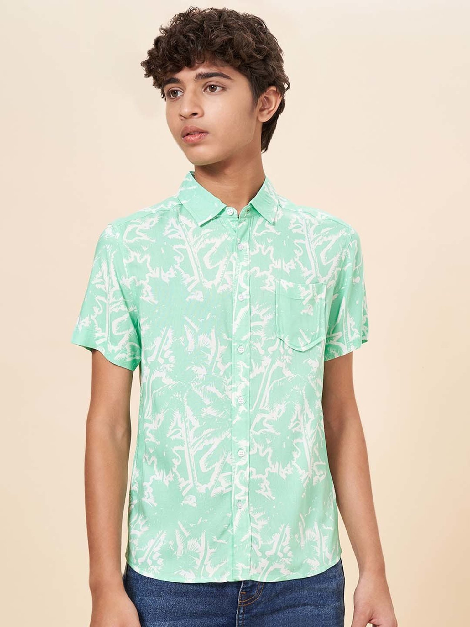 Coolsters by Pantaloons Kids Mint Green Printed Shirt