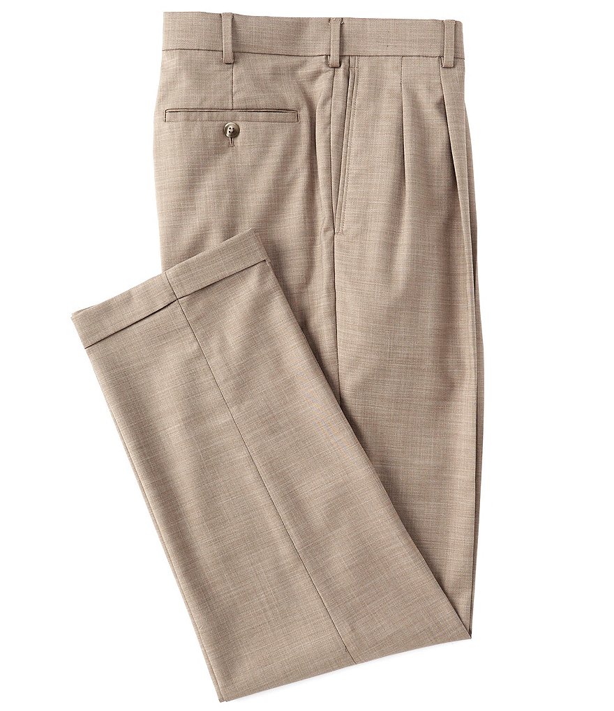 Roundtree & YorkeTravelSmart Ultimate Comfort Easy Care Linen Look Pleated Dress Pants