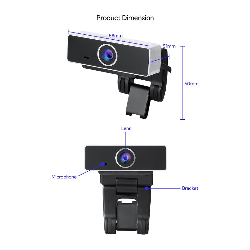 Dartwood Full HD 1080p USB Webcam with Built-in Microphone for Conferences and Presentations
