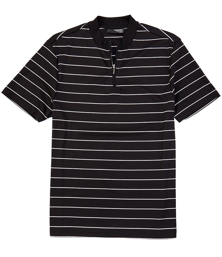 Murano Liquid Luxury Slim-Fit Short-Sleeve Zip Mockneck Tee