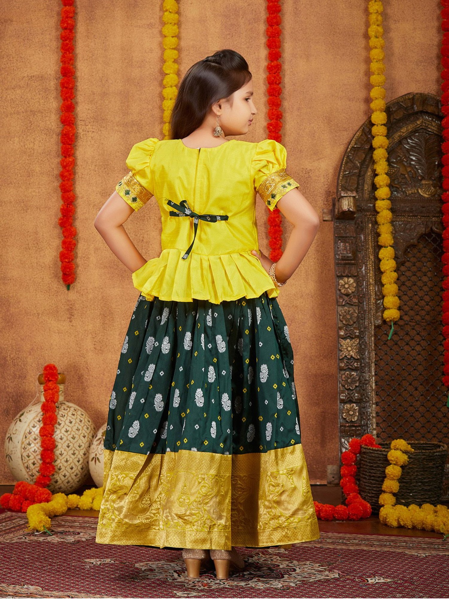 A Little Fable Kids Red & Beige Embellished Lehenga Choli