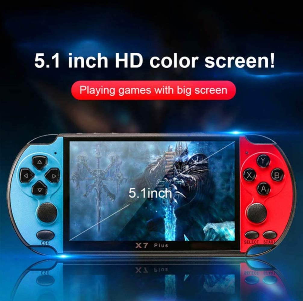 X7 Plus 5.1 in 8GB Retro Game Console with Built in Over 20,000 Games, HD Screen, Portable Video Games Classic Game, Double Rocker, MP5 Game Controller