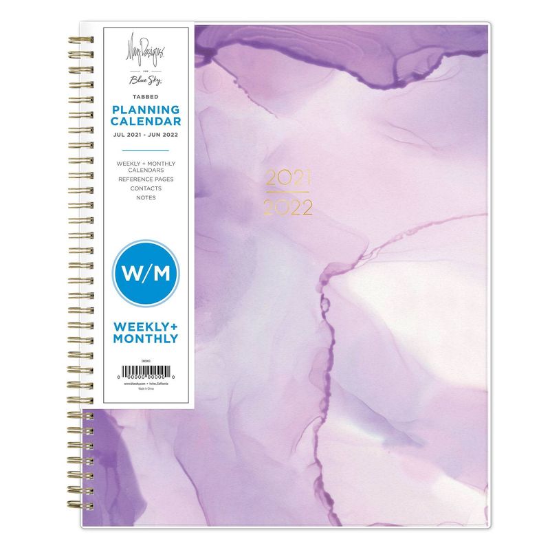 2021-22 Academic Planner 8.5" x 11" Flexible Plastic Cover Weekly/Monthly Wirebound Alcohol Ink Purple - May Designs