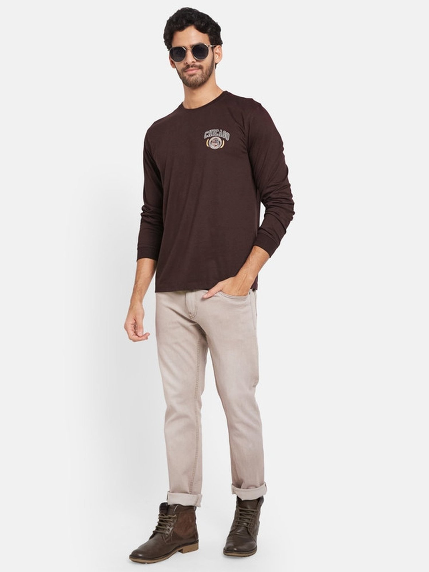 METTLE Blood Red Cotton Regular Fit T-Shirt