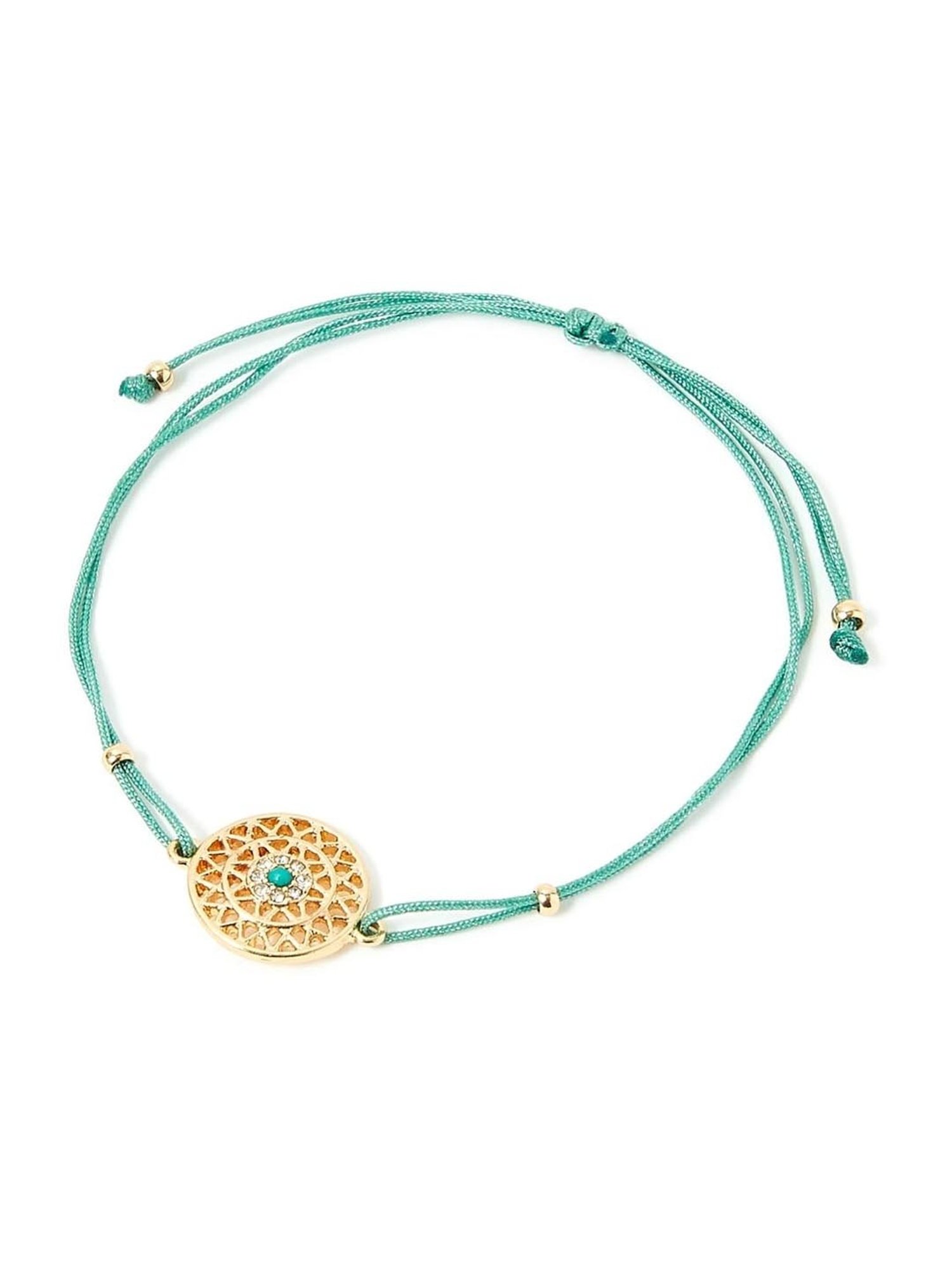 Accessorize London Green & Golden Flexible fit Friendship Bracelet