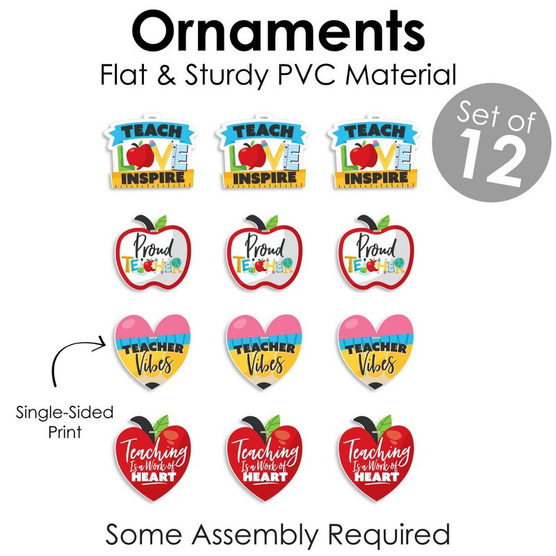 Big Dot of Happiness Teacher Retirement - Happy Retirement Decorations - Tree Ornaments - Set of 12