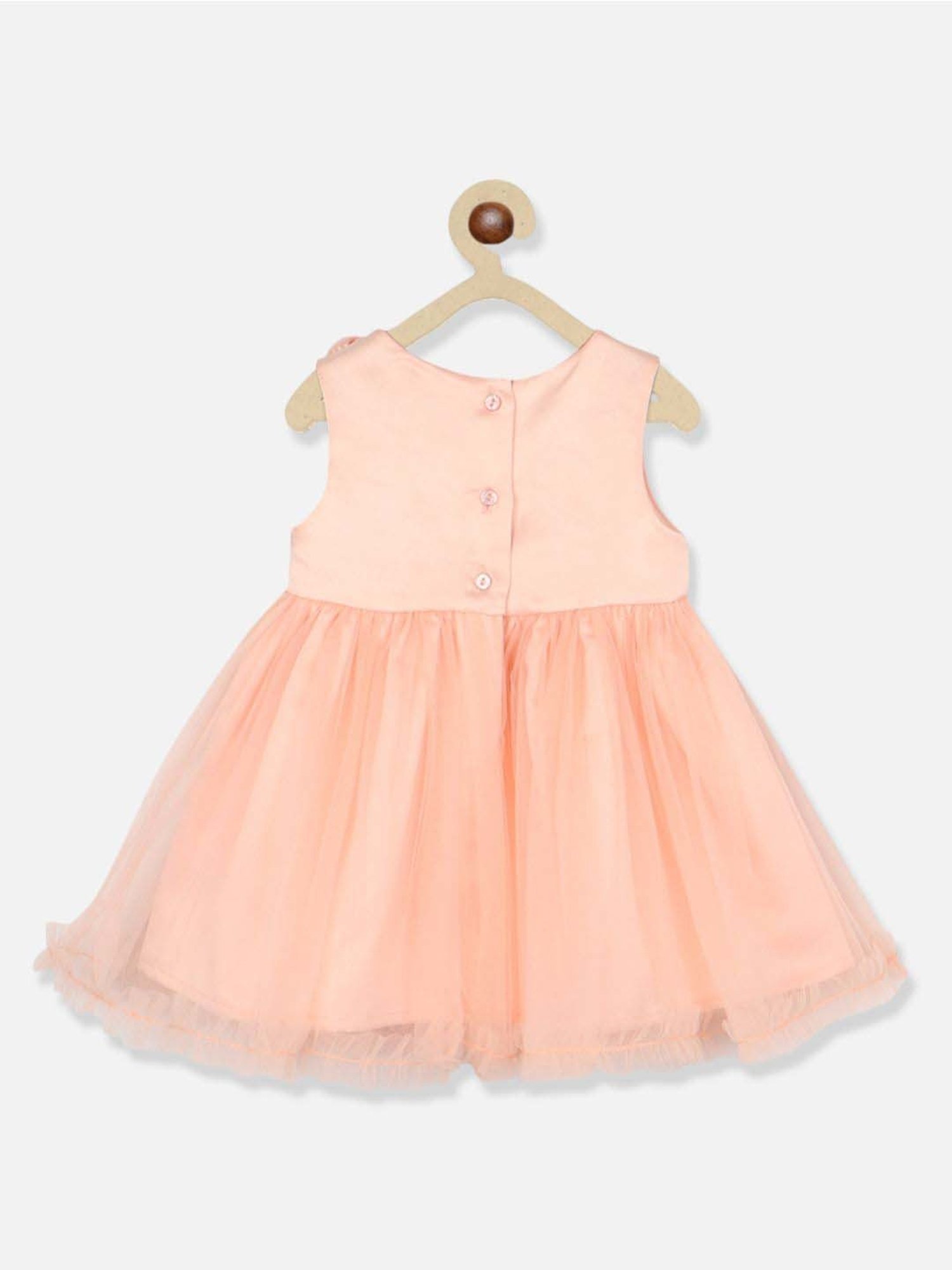 Nauti Nati Kids Peach & Silver Embellished Dress