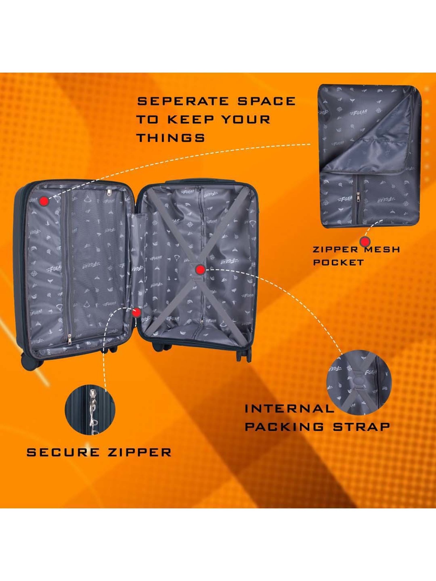 F Gear 4 Wheel Small Hard Cabin Trolley - 36 cm