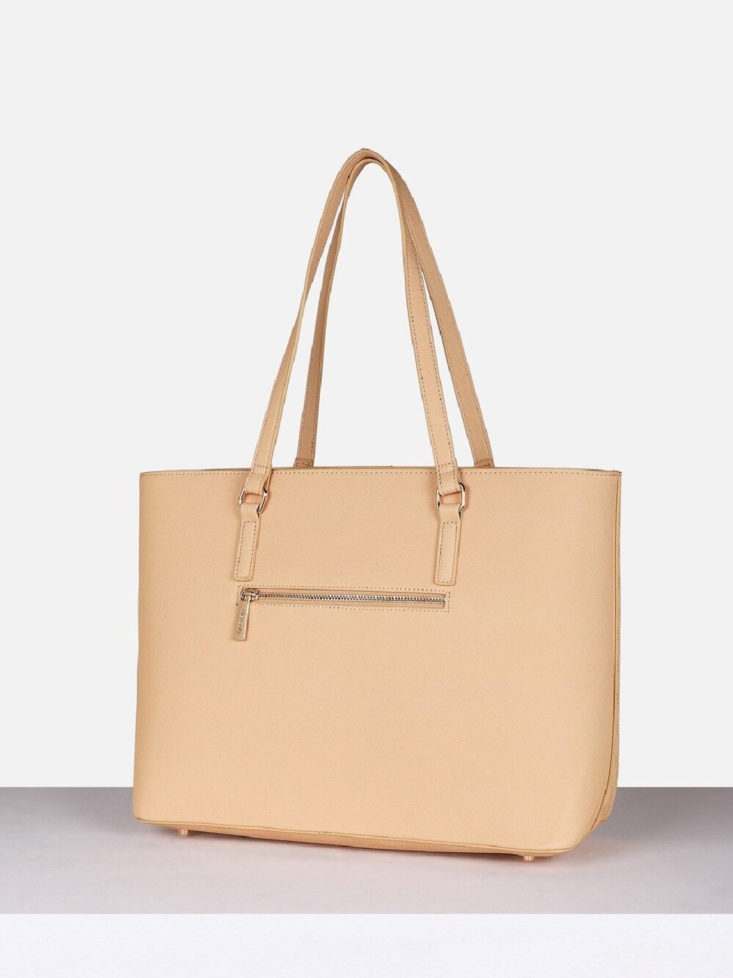 Allen Solly Beige Printed Tote Handbag