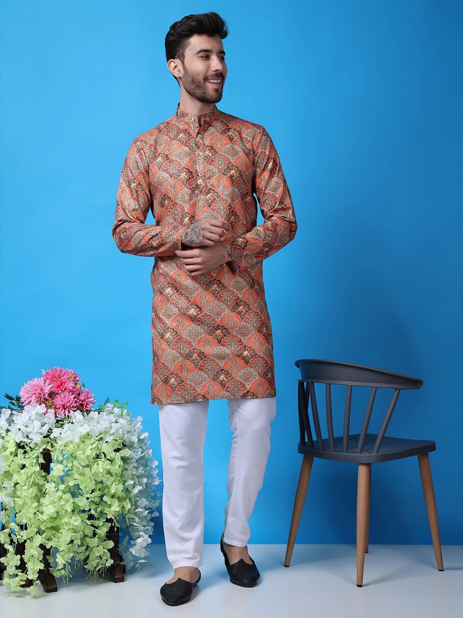 Hangup Multicolored Regular Fit Printed Kurta Bottom Set