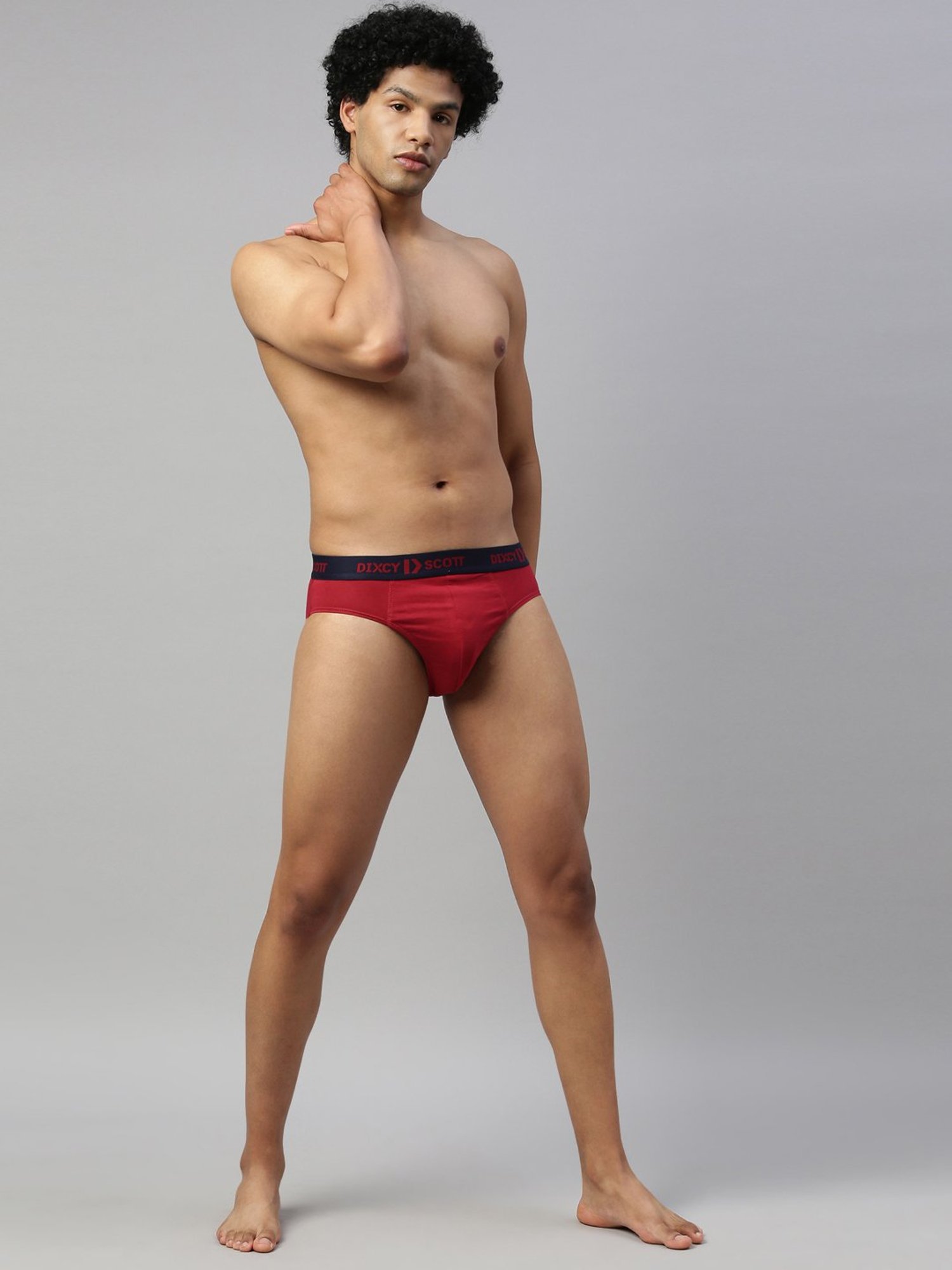 DIXCY SCOTT MAXIMUS Denim Blue & Barbados Cherry Cotton Regular Fit Briefs - Pack Of 2