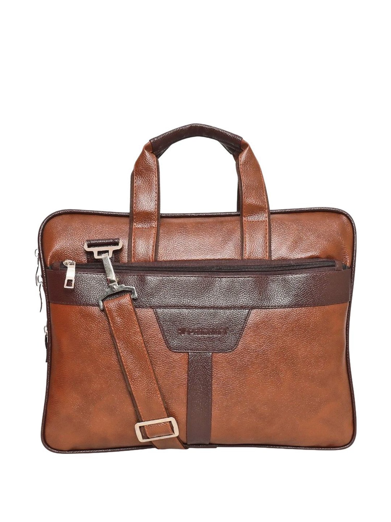 Priority Tan Synthetic Large Messenger Bag