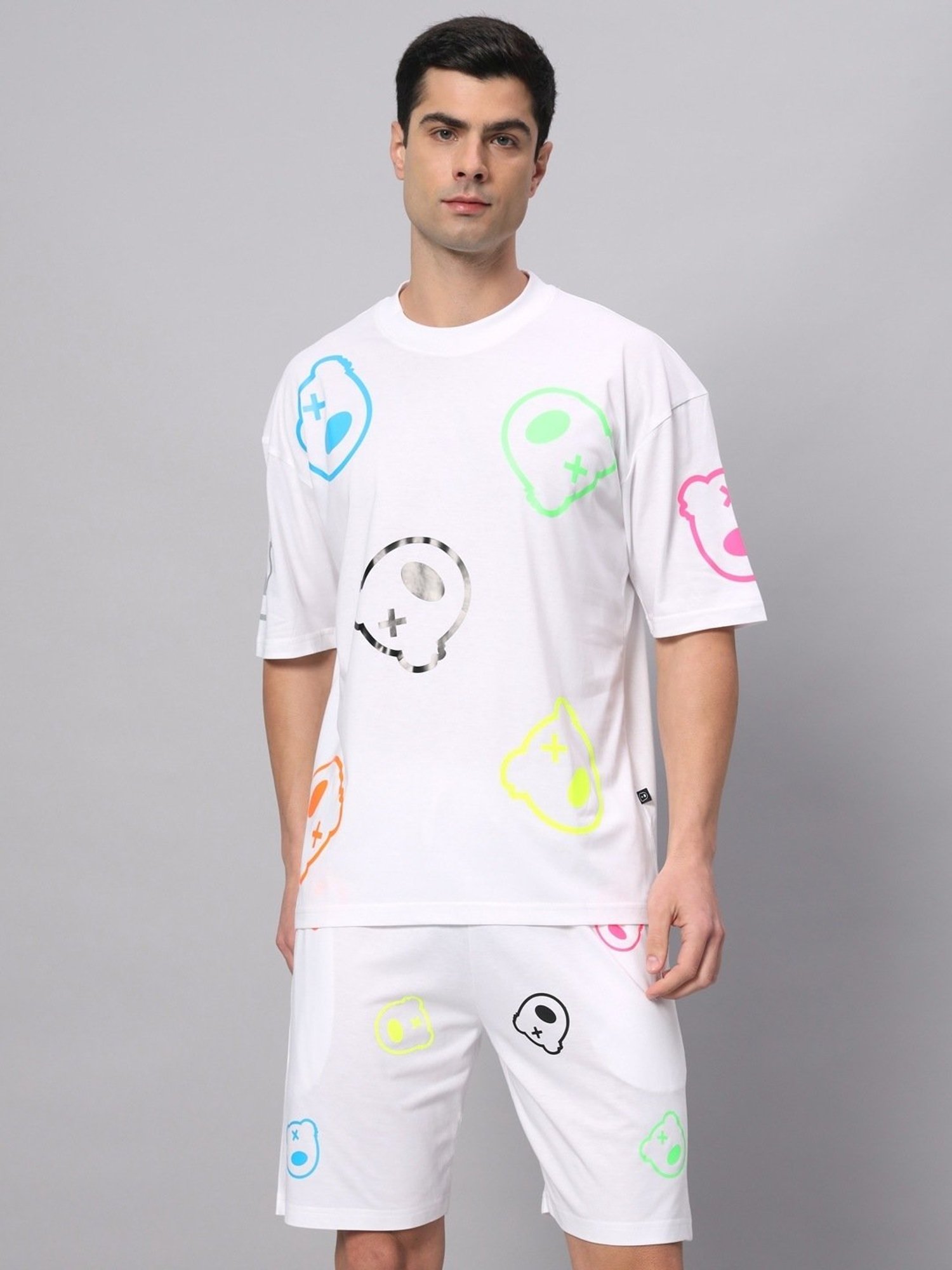 Griffel White Cotton Loose Fit Printed Co-Ord Set