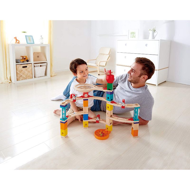 Hape E6019 Castle Escape Quadrilla Multi-Color Wooden Marble Educational Toy Run Construction Building Set for Ages 4 & Up, 101-Piece