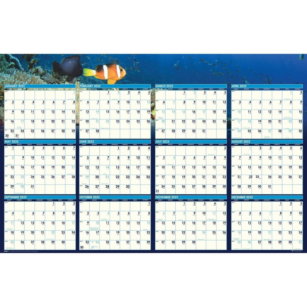 Recycled Earthscapes Sea Life Scenes Reversible Wall Calendar, 24 X 37, 2018