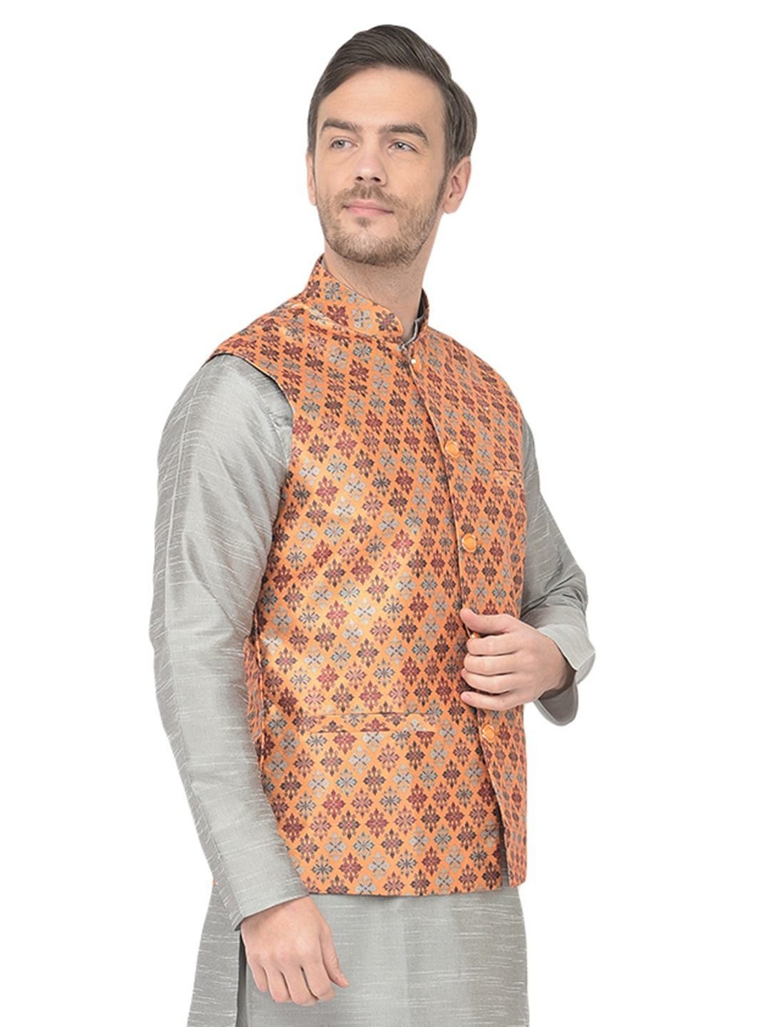 SG LEMAN Multi Regular Fit Printed Nehru Jacket