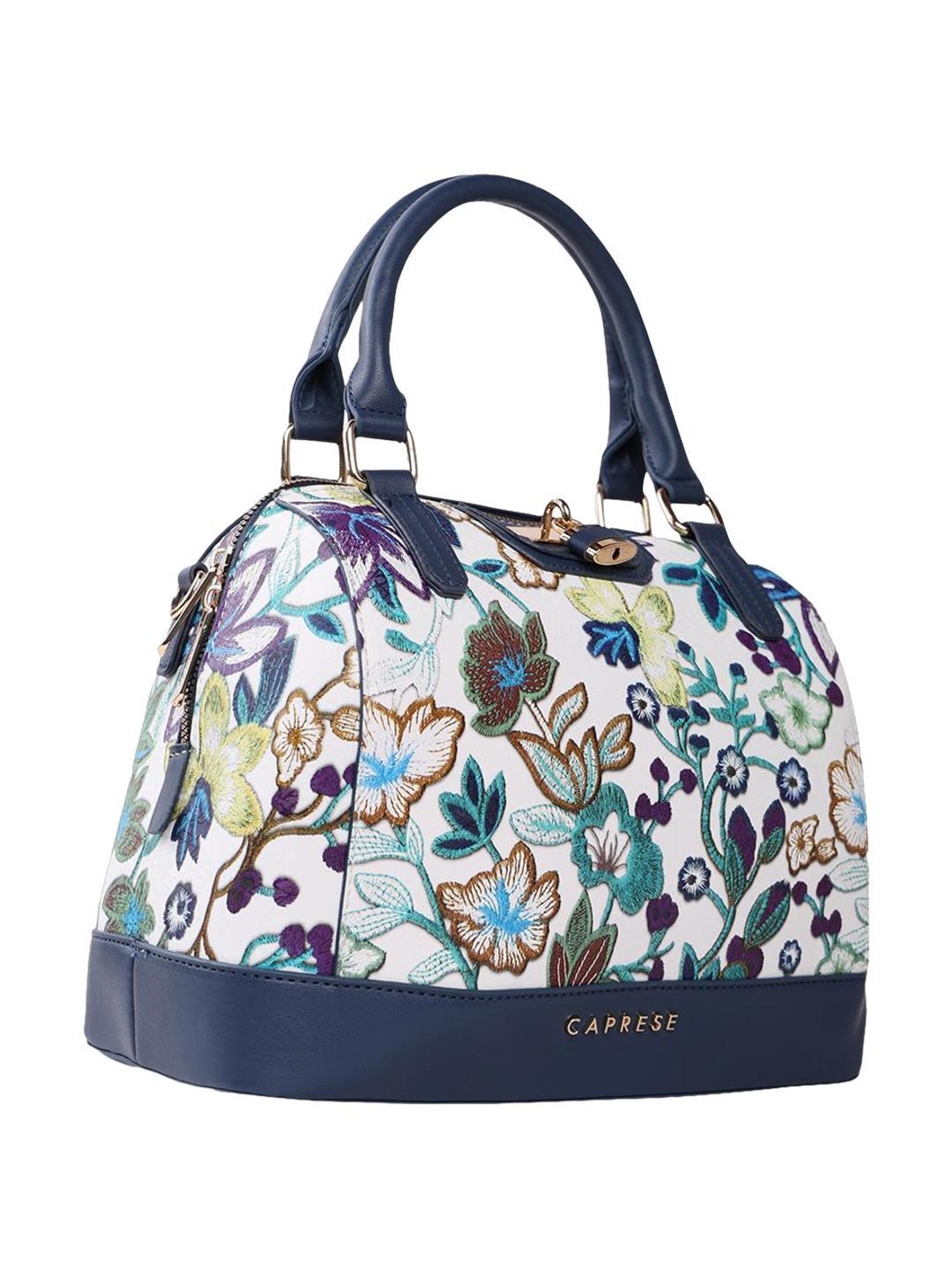 Caprese Wren Navy Faux Leather Floral Handbag