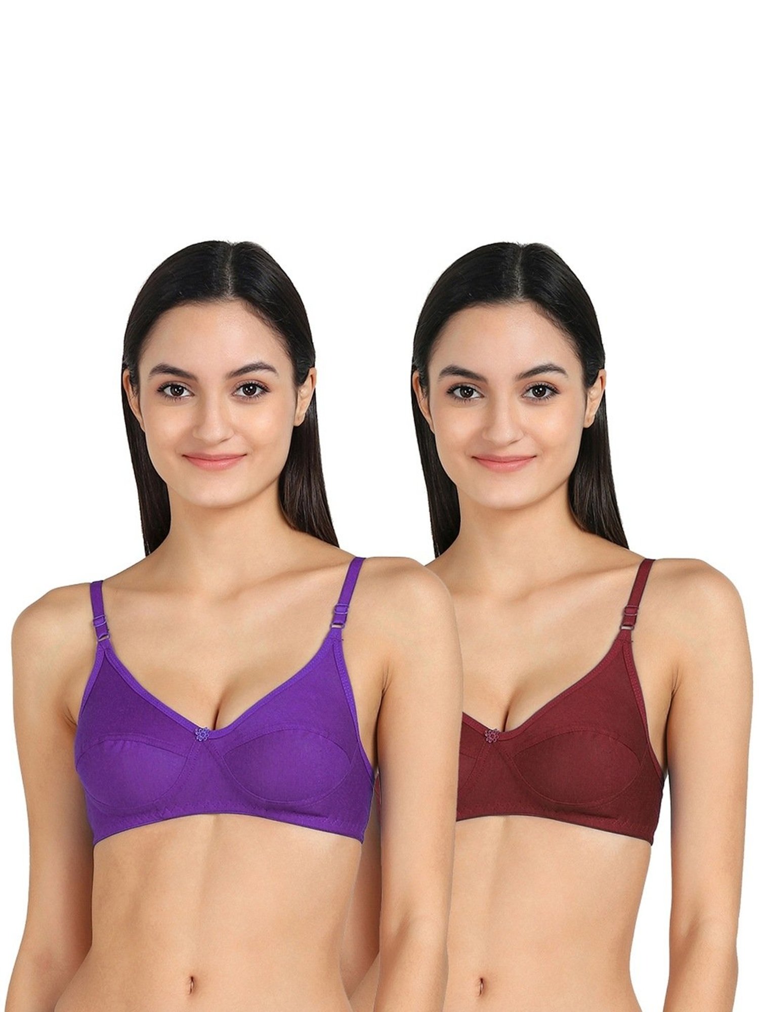 AROUSY Purple & Maroon Cotton T-Shirt Bra - Pack Of 2