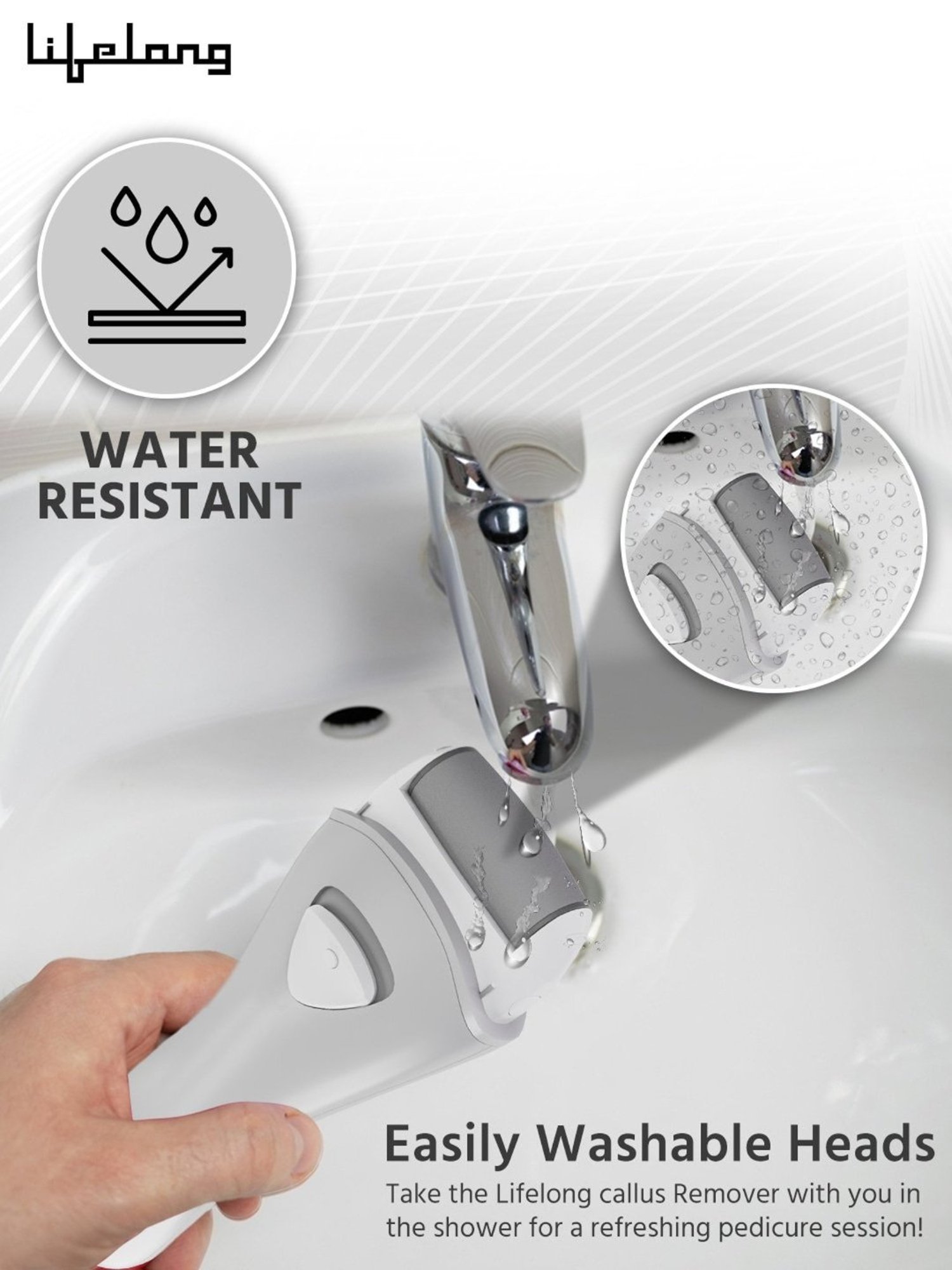 Lifelong LLPCW208 Callus Remover Foot Scrubber with Double Variable Speed (Grey)