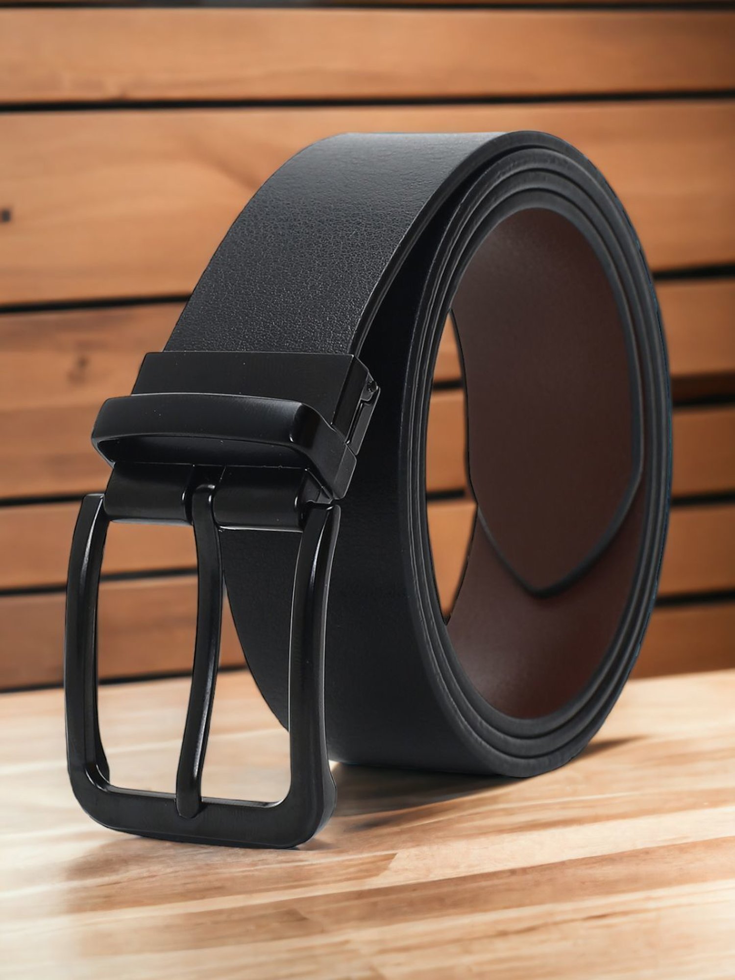 Crusset Black Leather Formal Belt for Men