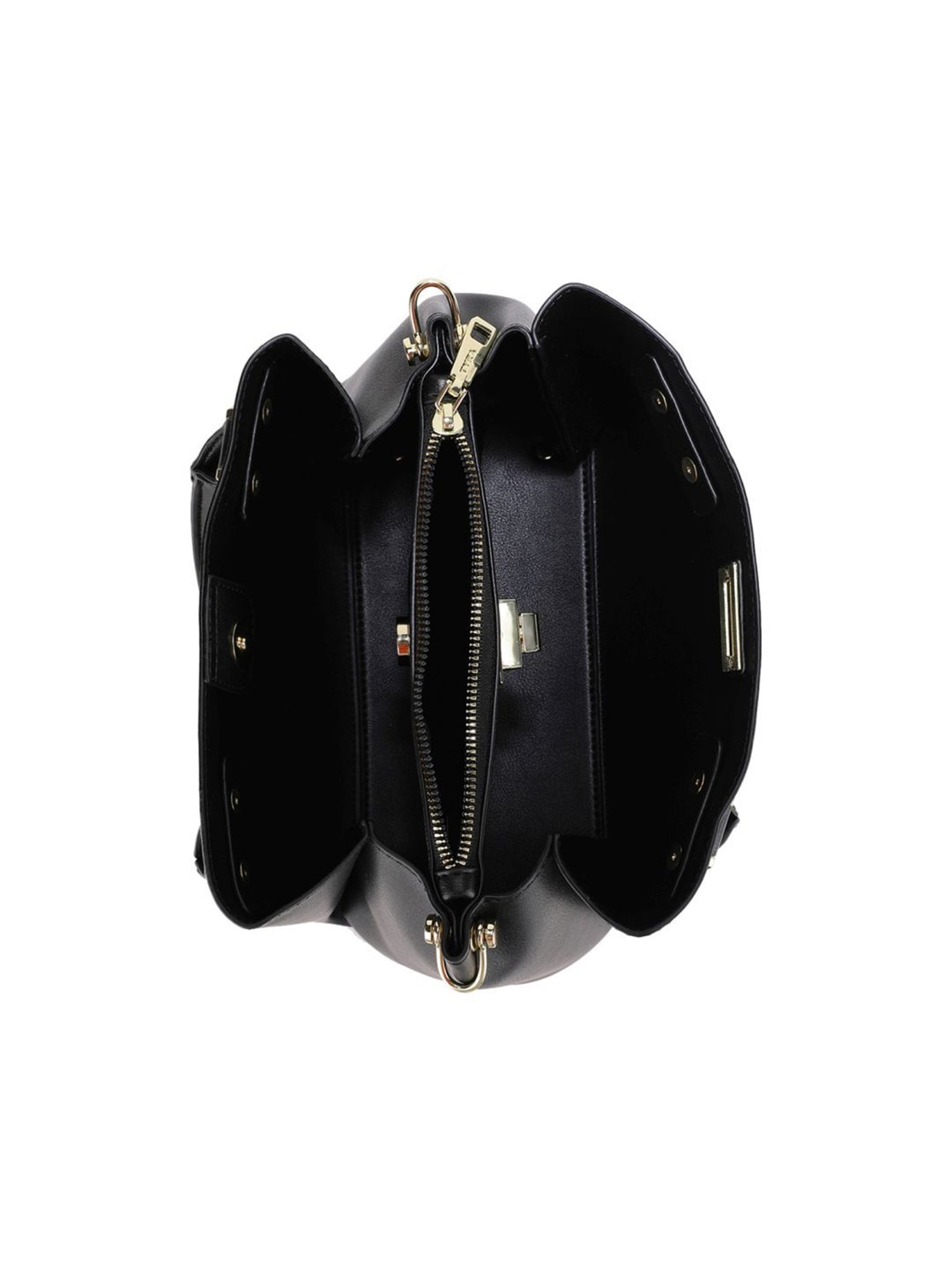 Tyra Olivia Black Solid Faux Leather Handbag