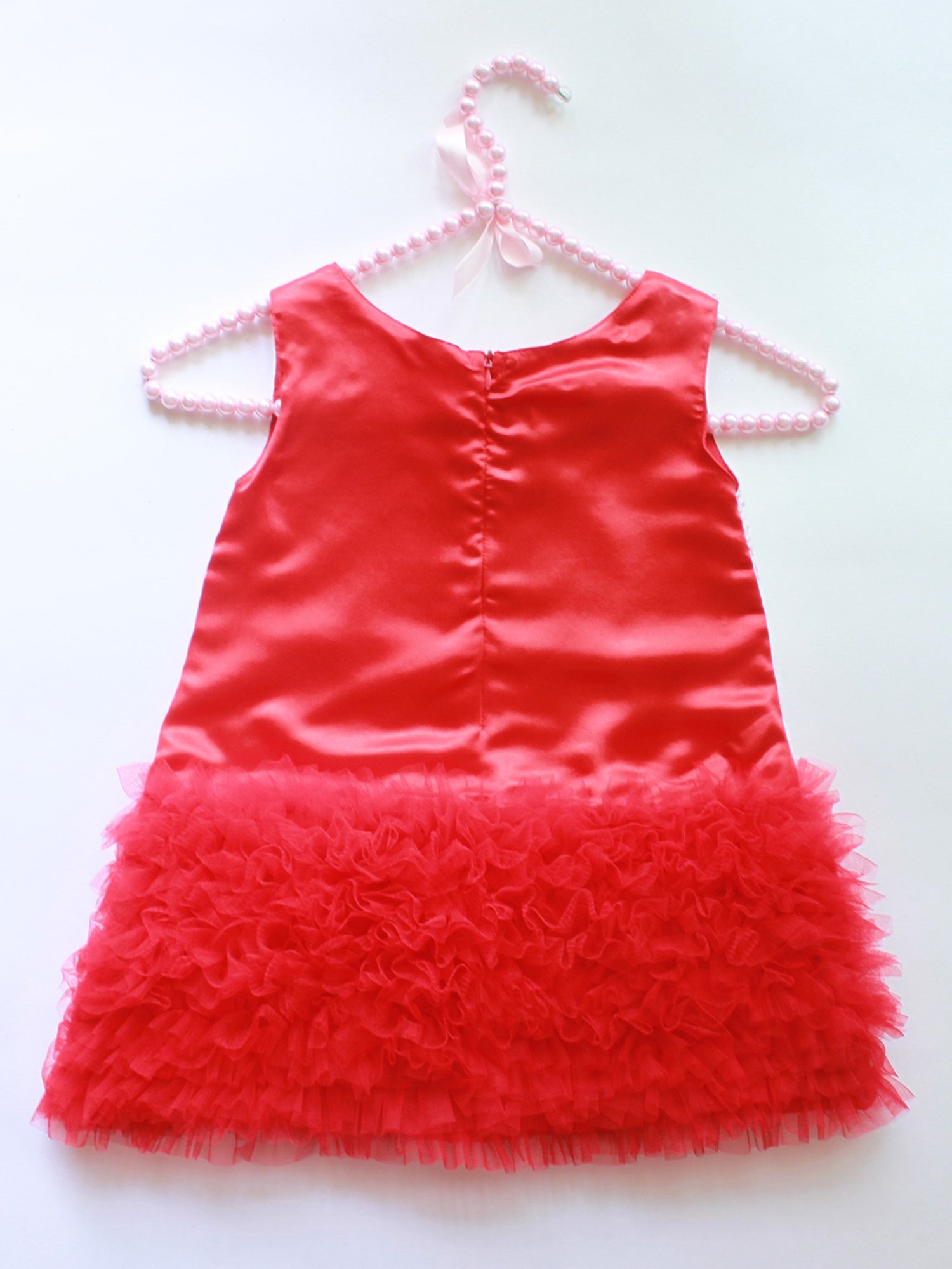 Many Frocks Kids Red Embroidered Dress