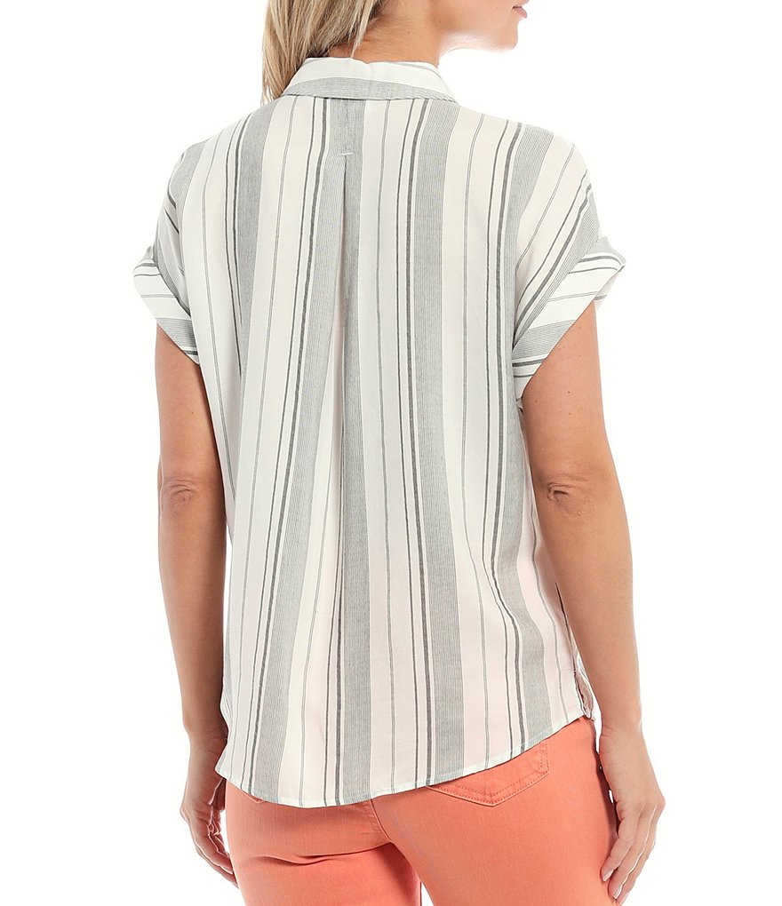 Westbound Stripe Button Up Short Sleeve Camp Shirt