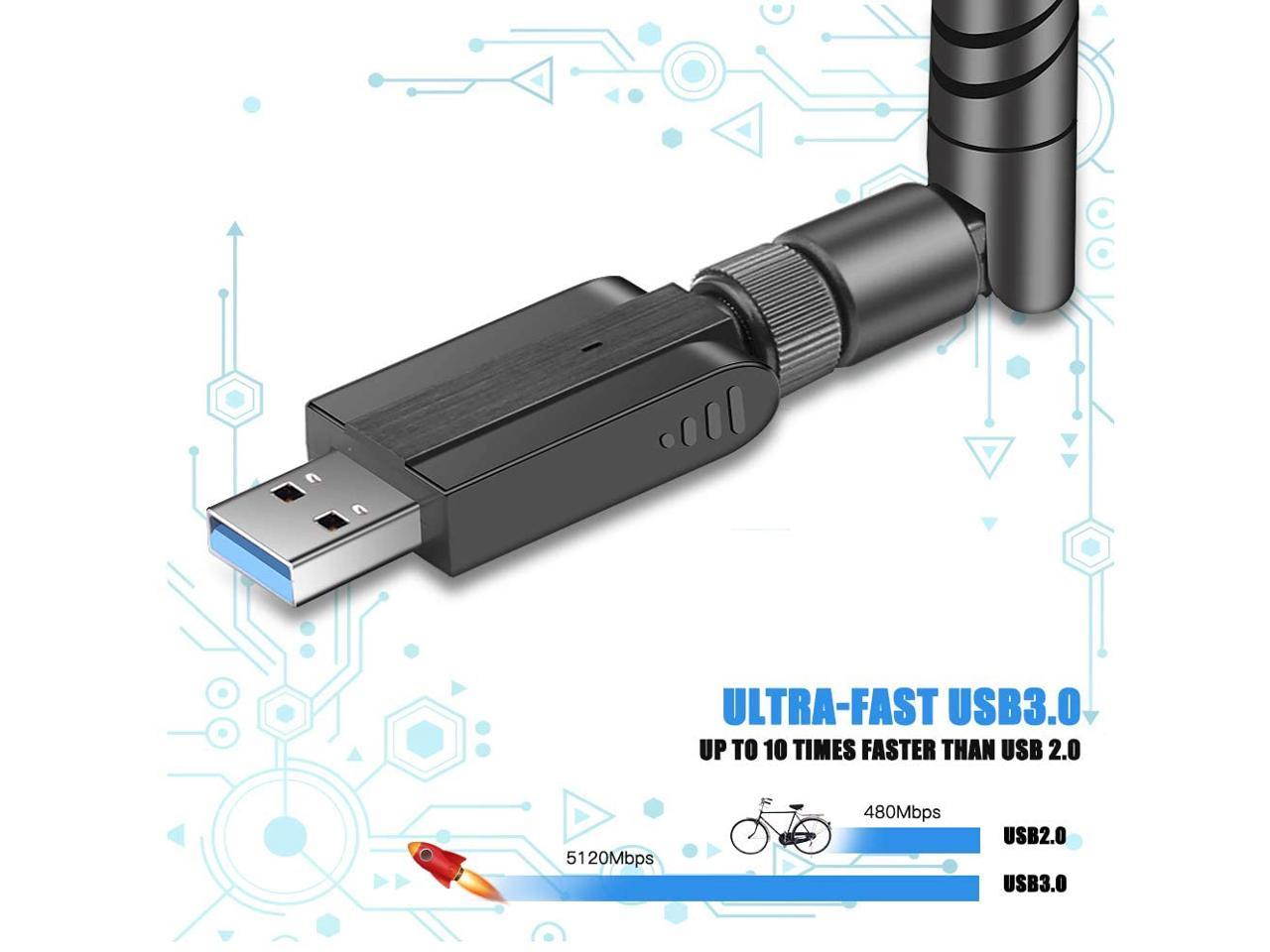 1200Mbps USB WiFi Adapter, USB 3.0 Wireless Network Adapter, 802.11ac WiFi Dongle with Dual Band 2.4GHz 5.8GHz, 5dBi Antenna, Supports Windows 10 8 7 Vista XP, Mac10.6-10.13, Linux