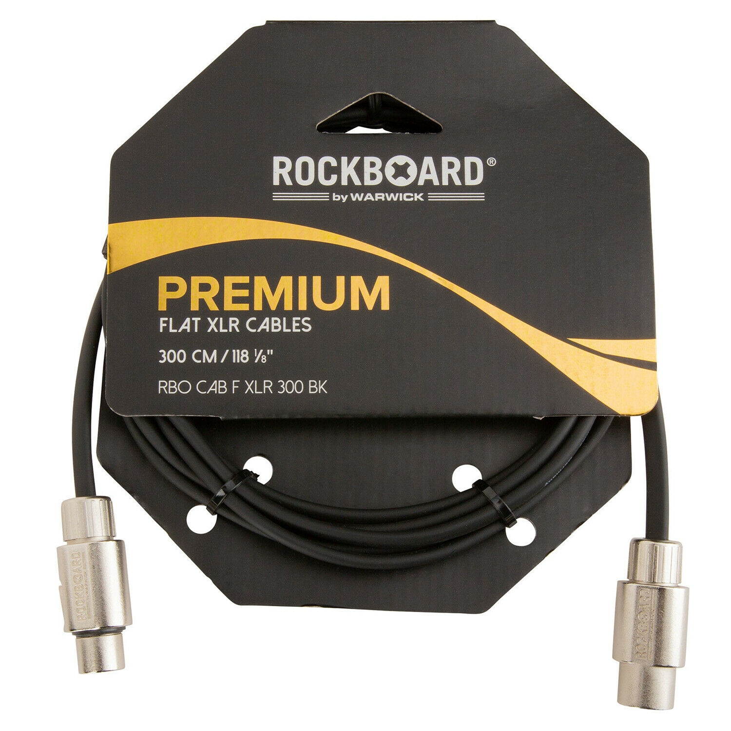 Rockboard RBO CAB F XLR 300 BK Flat XLR Cable, 300 cm / 10ft, Black