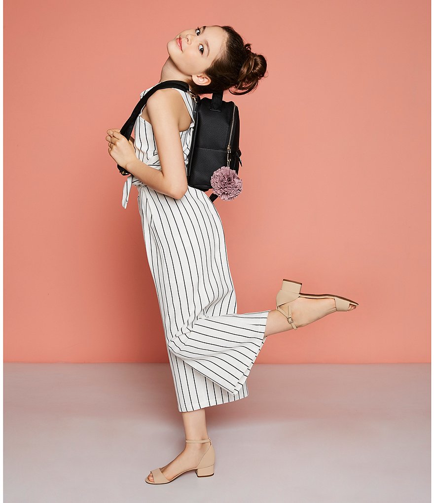 GB Girls' Block-Girl Microfiber Ankle-Strap Block-Heel Dress Sandals (Youth)