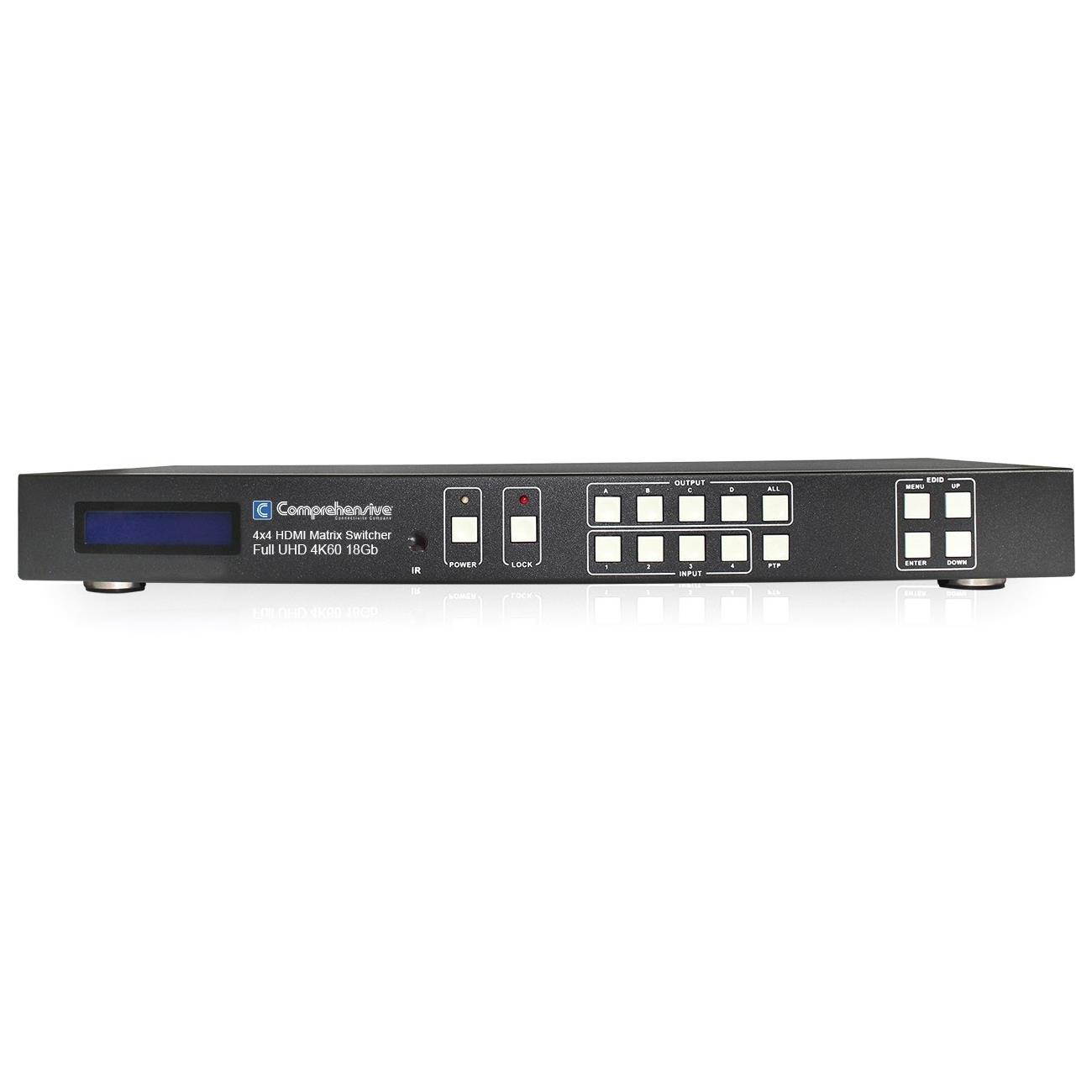 Comprehensive Pro AV/IT 4K 4x4 HDMI Matrix, 18Gbps (YUV:444), HDCP 2.2 - 4096 x 2160 - 4K - 4 x 4 - 4 x HDMI Out