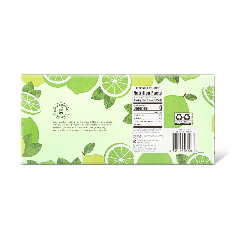 Lime Sparkling Water - 8pk/12 fl oz Cans - Good & Gather™